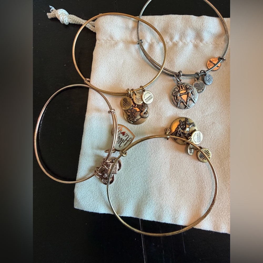 4 Alex and Ani adjustable astrology charm bracelets
